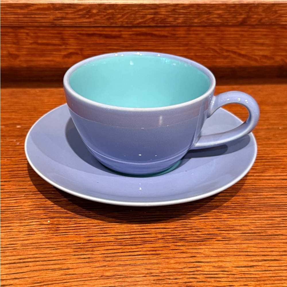 Lindt Stymeist Colorways Flat Cup and Saucer (Periwinkle Blue/Turquoise)